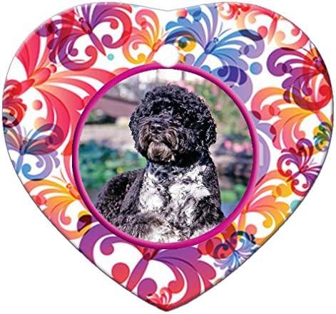 Portuguese Water Dog Porcelain Heart Ornament - Butterfly