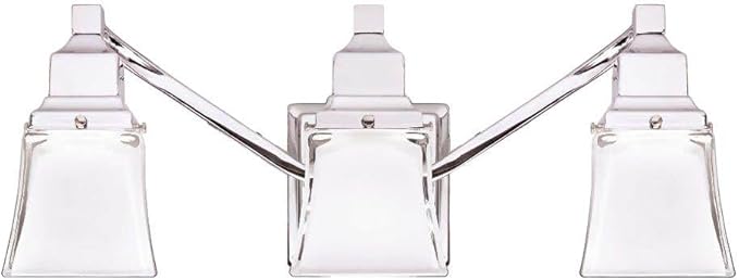 Hampton Bay 3 Light Chrome Vanity Light With Etched Glass Shades Wall Sconces Amazon Com