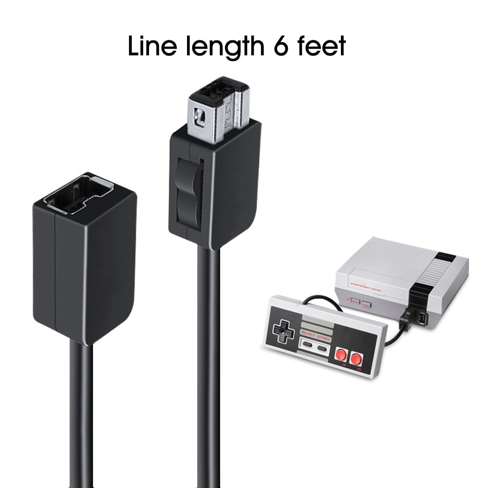 YCCTEAM 6ft Extension Cable for NES Classic Mini Edition Controller, Cords Extender - Best Controller Extension Cable Cord for Nintendo Gaming System, Black