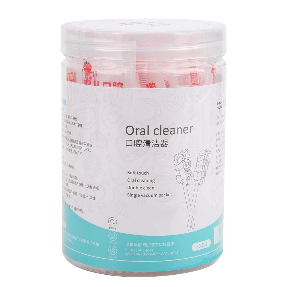 VGEBY 30pcs Baby Oral Tongue Brush, Wet Dry Dual Use, Cotton Bristles, Oral Cleaner for 0-3 Years Old, Health & Baby Care