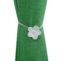 Lewondr Vintage Magnetic Curtain Tieback, 1 Pair Resin Flower Curtain Drapery Holdback Window Curtain Decorative Buckle Holder for Home Cafe Balcony - Silver