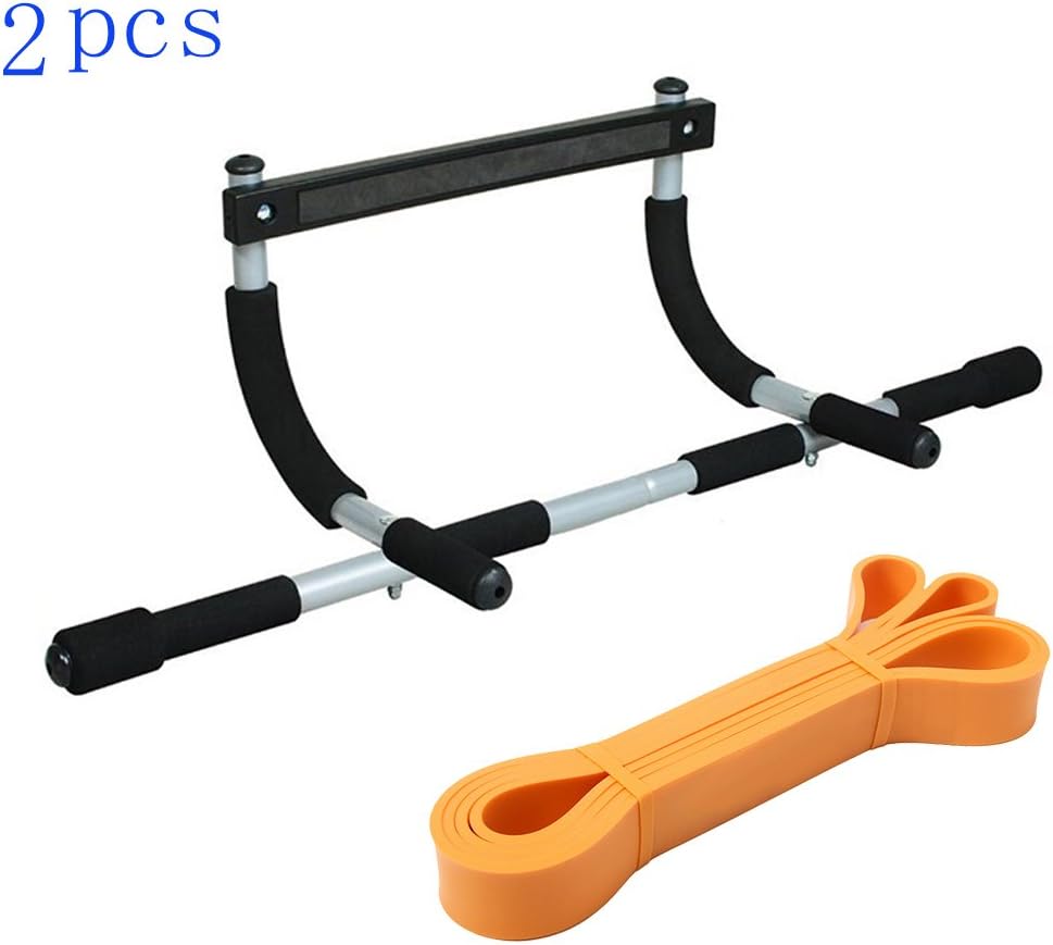 EXEFIT Door Gym Bar With Resistance Bands Total Upper Body Workout and Resistance Bands Workouts
