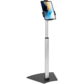 Mount-It! Anti-Theft Universal Tablet Floor Stand Kiosk, Retail POS, Silver | Fits 7.9-11in iPad/Samsung tablets, bare tablet only, height adjusts 24.8-42.5in, +/-90 tilt, 360 rotate, 9.4 lb steel base
