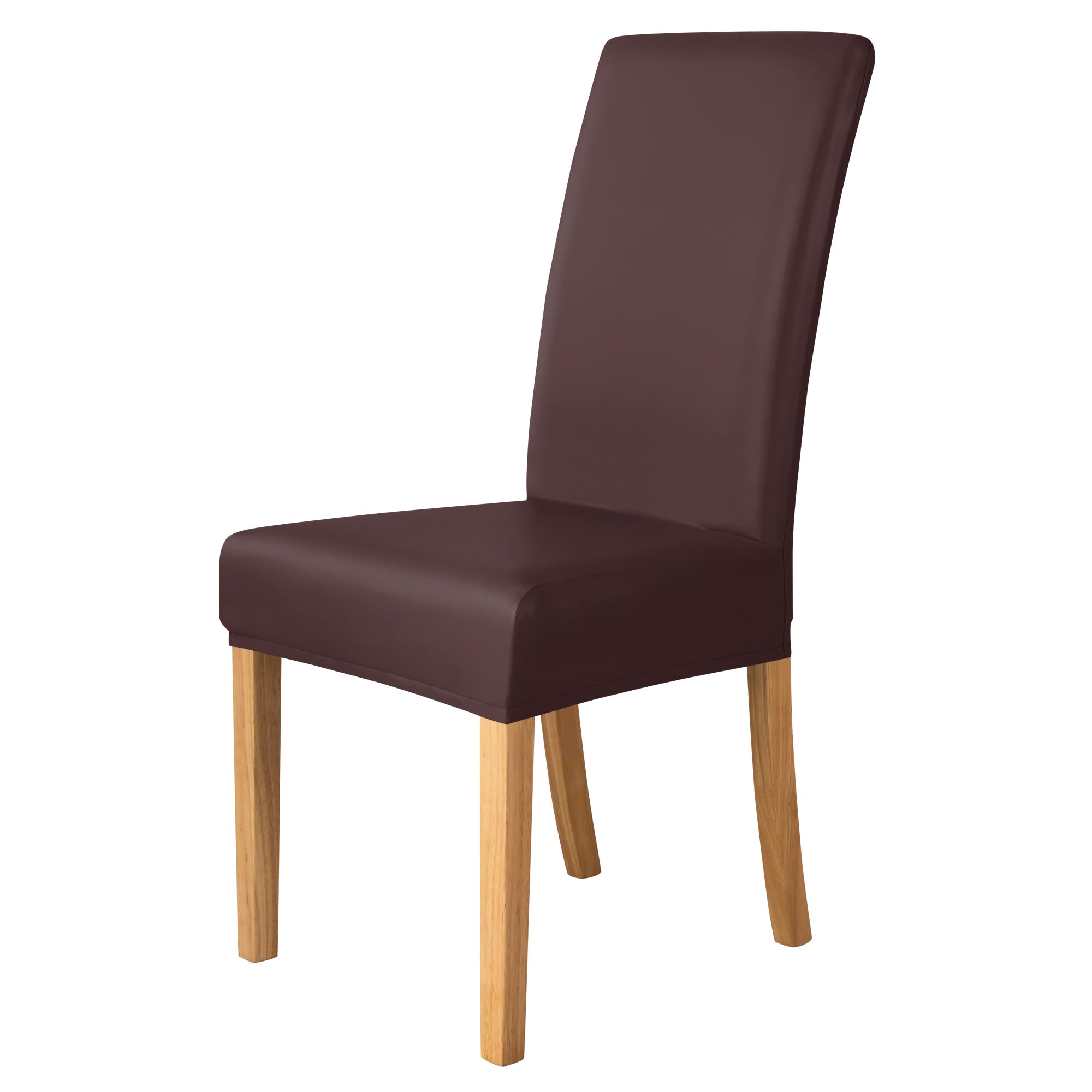 iEventStar PU Faux Leather Waterproof Stretch Dining Chair Cover Chair Protect Slipcover (Brown, 2)