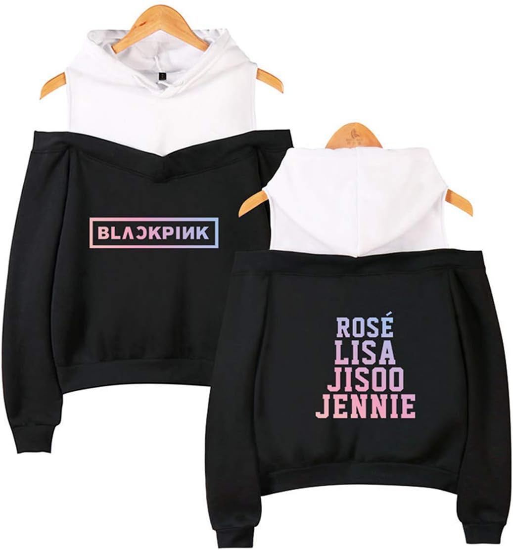 Kpop Blackpink Off The Shoulder Hoodie Rose Jisoo Jennie Lisa Sweater Jacket