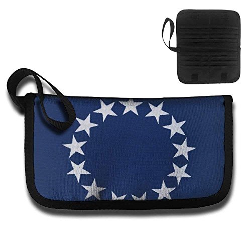 Card Holder Cartoon Flag Of European Union Retro Document Organizer Purse Wallet