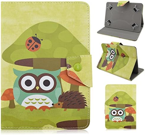 Kimiyoo PU leather Case for Nook HD BNTV400 (7-inch) Tablet - Universal Ultra Slim Lightweight Protective Cover for Barnes &amp; Noble Nook HD BNTV400 7" Tablet,OWL with Mushroom