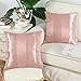 CaliTime Pack of 2 Cushion Covers Throw Pillow Cases Shells for Couch Sofa Home Decoration Modern Shining & Dull Contrast Striped 18 X 18 Inches Dusty Pink