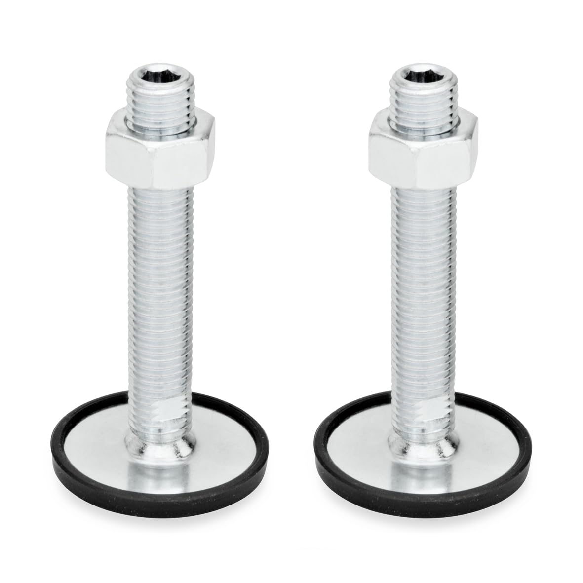 Ganter Standard Elements Adjustable Foot – GN 40 | Base Diameter 40 mm/Rubber Aufgek Lipst Galvanised Steel Pack of 2, Silver, GN 40-40-M16-125-A1-UK