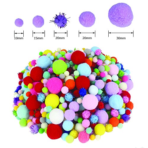 HEHALI 1000pcs Pom Poms Craft Making Assorted Sizes & Colors, Creative Craft DIY Material - coolthings.us