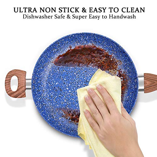image for MICHELANGELO 12 Inch Frying Pan with lid, Ultra Nonstick Granite Rock 