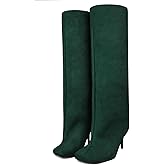 pinokino Knee High Boots Wide Calf Women Long Suede Square Toe Bootie Tall Cute Slouchy Fashion Boots Ladies Fall Booties