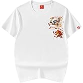 Niepce Inc Japanese Streetwear Glorious Lion Embroidery Graphic Tees for Men