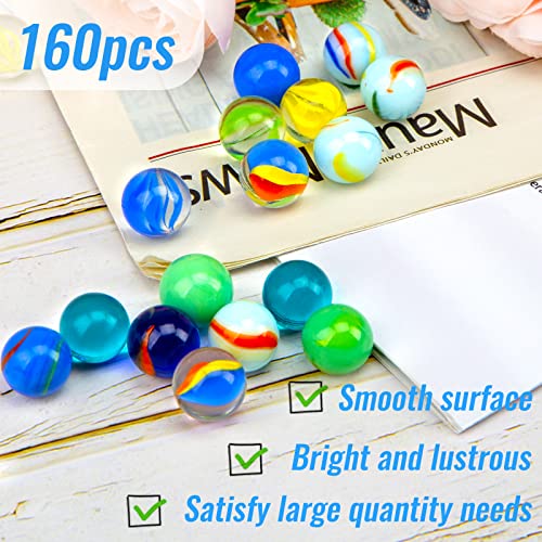 SallyFashion Marbles Bulk, 160 PCS Colorful Marbles Glass Marbles for Kids Marble Run Games Fillers Table Decor DIY