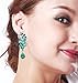 BriLove Women's Wedding Bridal Dangle Earrings Bohemian Boho Crystal Flower Chandelier Teardrop Bling Earrings Emerald Color Silver-Tone
