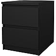 Tvilum 2 Drawer Bedroom Nightstand Nighstand, 19.69 in x 15.91 in x 19.49 in, Black