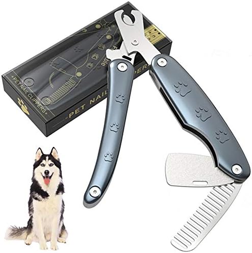 KUSSONLI Pet Nail Clippers and Trimmers-Multifunctional Foldable Type with Safety Guards to Avoid Excessive Cutting, Built-in Nail File and Comb,Stylish Appearance,Professional Grooming Tool.