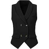 Allegra K Women's Suit Vest Double Breasted Business Lapel Dressy Waistcoat Vest