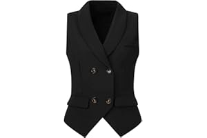 Allegra K Women's Suit Vest Double Breasted Business Lapel Dressy Waistcoat Vest