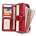 Yafeige Women's RFID Blocking Luxury Large Capacity Bifold Genuine Leather Clutch Wallet with ID Window(Red)