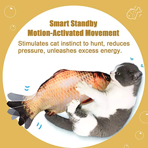 Leven Moving Fish Cat Toy, Electric Cat Kicker Toy, Realistic Flopping Fish Simulation, Wiggle Fish Catnip Toys, Motion Activated Kitten Toy, Plush Interactive Cat Toys, Kitty Toy for Cat Exercise