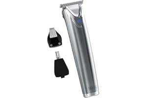 Wahl USA Stainless Steel Lithium-Ion Cordless Beard Trimmer for Men - Rechargeable All in One Men's Beard Trimmer with Rotary Ear & Nose Trimmer, & Detail Trimmer - Model 9818A