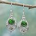 NOVICA Artisan Handcrafted Turquoise Dangle | Dangle For Women Sterling Silver | Vintage Birthstone | Elegant Turquoise | Green Chalcedony Dangle Earrings