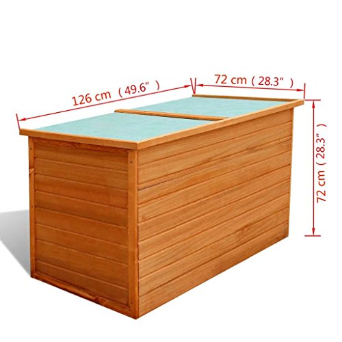 Festnight Wasserdichte Garten Aufbewahrungsbox Gartenbox Auflagenbox aus Holz 126 x 72 x 72 cm für Garten oder Terrasse – Bild 6