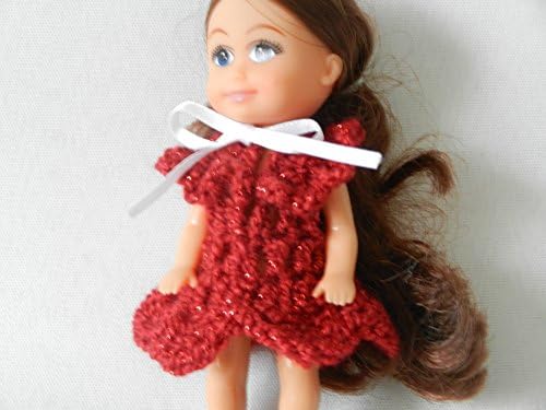 Sparkle Red Doll Dress fits Baby Kelly from Barbie family and other similar size dolls like small Sparkle Girlz