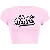 Woxlica Birthday Shirt Women Graphic Crop Top Birthday Girl Gift Tee Shirt
