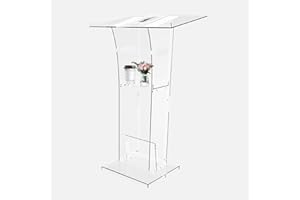 NALWORT Acrylic Podium Stand 43"H, Clear Acrylic Podium with Storage Shelf, Portable Pulpits for Churches, Lecturns and Podiums for Wedding, Classroom, Conference, 43"H x 23"W x 17"D, Transparent