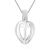LGSY 925 Sterling Silver Heart Cage Pendants Crafting Charm for DIY Necklace Bracelet Jewelry Making