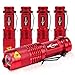 MIKAFEN 5 Pack Mini Flashlights LED Flashlight 300lm Adjustable Focus Zoomable Light (Red Body,White Light)