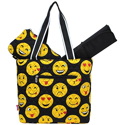 Emoji Faces Print NGIL Quilted 3pc Diaper Bag