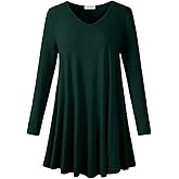LARACE Long Sleeve Tunics Tops Plus Size for Women V Neck Loose Fit Flowy Clothing for Leggings