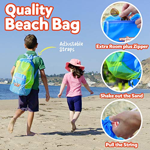 THE STORYBOOK KIDS EXPLORERS CLUB Beach Toys Set - Sandbox Sandcastle Toy 4-Pack for Toddlers with Fun Book - Baby & Toddler Sand Box Toys in Carry Bag - Castle Building Molds Kit for Boys & Girls - Thumbnail 4