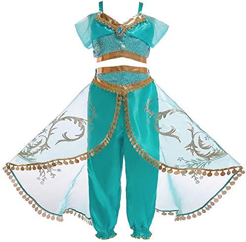WTDlove Cosplay Halloween Alashindine Jasmine Princess sequin blouse + culottes set performance dress skirt