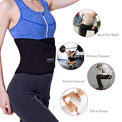 DARCHEN Back Pain Relief Belt Lower Back Massage Brace Therapy Lumbar & Waist Support Belt For Scoliosis, sciatica For Women & Men (Black, Medium)