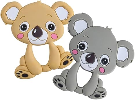 Amazon Co Jp Nuolux 2pcsコアラ赤ちゃん歯が生えるおもちゃ シリコーン歯が生える食品グレードシリコーンdiy歯が生えるネックレスビーズ歯が生えるdiy感覚遊び用ルーズビーズおもちゃのアクセサリーを噛む ホーム キッチン