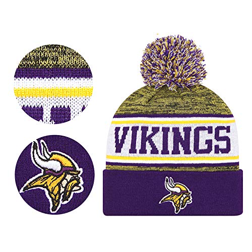 Gloral HIF Minnesota Vikings Hat Knit Beanie Hat Football Toque Cap for Fans