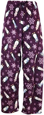 Just A Kiss Women's Plus Minky Fleece Pajama Pants (1X, Snowflake Penguins)