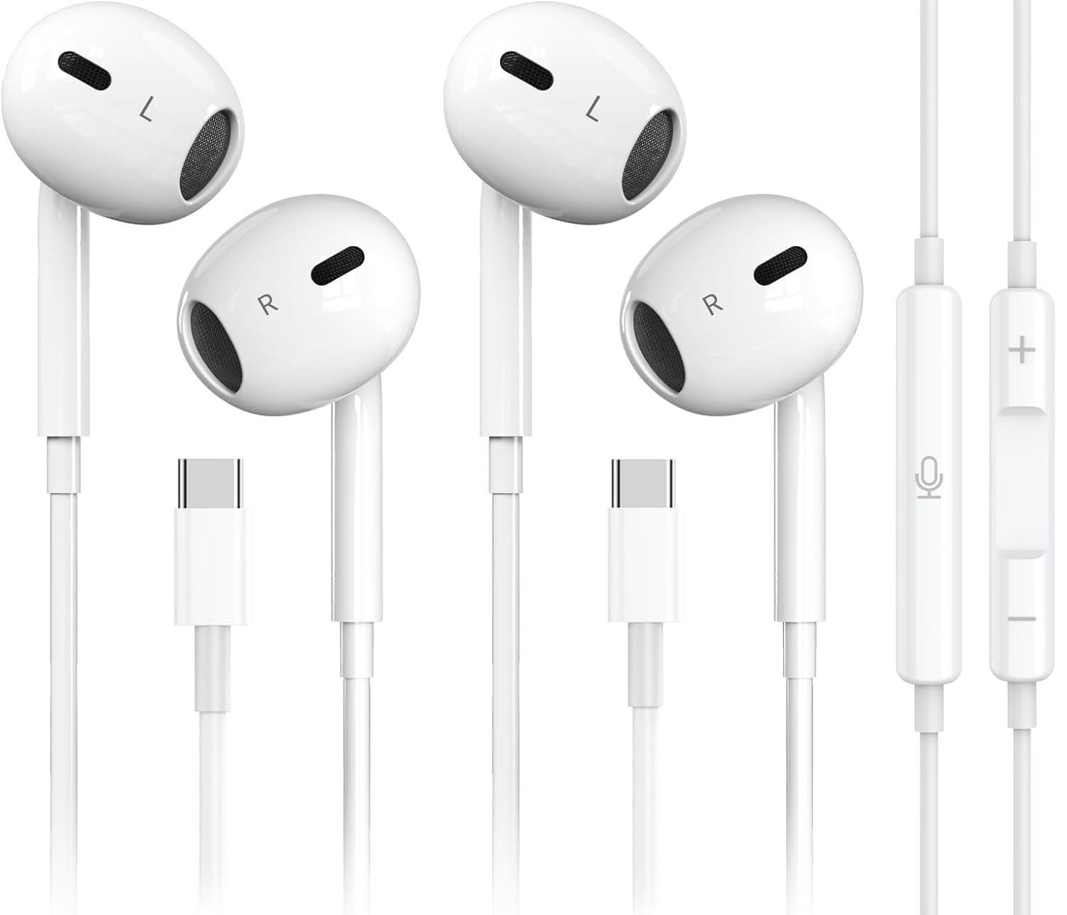 Photo 1 of 2 Pack-USB C Headphones for iPhone 17/16/15 Pro Max Plus Type C Earbuds with Microphone & Remote Noise Cancelling Earphones for iPhone 17/16/15 Pro, iPad,Galaxy S25/S24/S23/S22/S21/Ultra Note 10/20