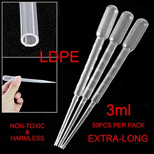 3ML Plastic Transfer Pipettes Disposable Calibrated Dropper Suitable for Essential Oils & Science Laboratory Makeup Tool Pasteurization Individual Packed Graduated Pipette Extra-Long