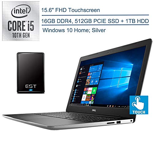 2020 Dell Inspiron 15 3000 15.6″ FHD Touchscreen Laptop Computer, 10th Gen Intel Quad-Core i5-1035G1(Beats i7-7500U), 16GB DDR4, 1TB HDD+512GB PCIE SSD,Silver, Windows 10+EST 500GB External Hard Drive