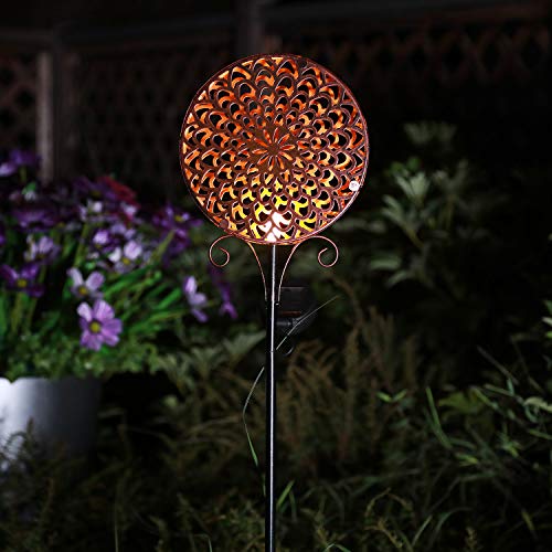 Solar Pathway Lights Outdoor Metal Sun Decorative Garden Stake Light