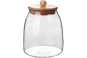 Mozacona Glass Food Storage Container Candy Dish Spice Jar with Seal Wooden Lid