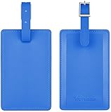 Travelambo Leather Luggage Tag & Baggage Bag Tag & Cruise Tag & Business Card Holder With Privacy Flap