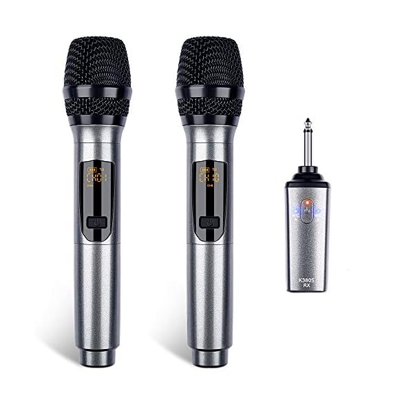 LEKATO Kabelloses Mikrofon, Mikrofone mit 30 Stunden Laufzeit für Karaoke,wiederaufladbar,Dual-Handmikrofon aus Metall zum Singen,schnurloses Mikrofonset für DJs,Gesang,Reden,Kirche,Party, Hochzeit