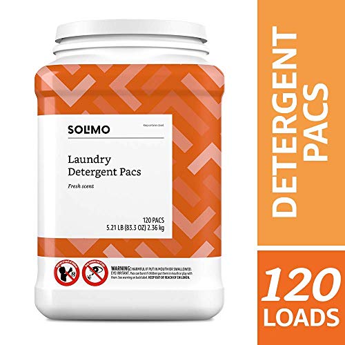 Amazon Brand Solimo Laundry Detergent Pacs, Fresh Scent, 120 Count