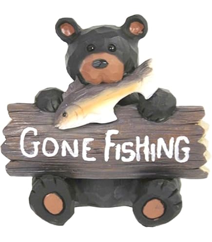 ceramic bear with fishing pole Amazon.com: The Bridge Collection Fishing Bear Figurine - Rustic Cabin and  Lodge Decor with Detailed Black Bear Holding Fishing Pole